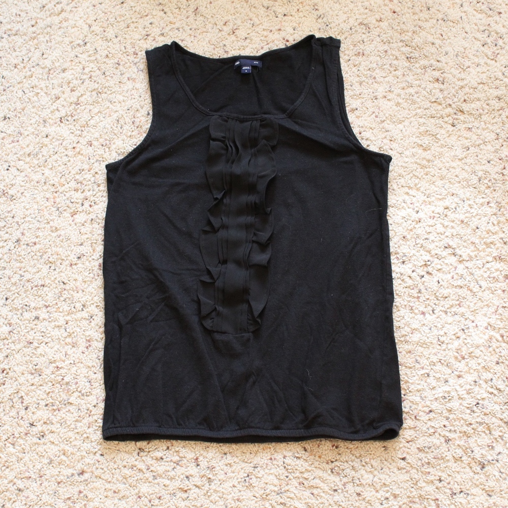 Black Sleeveless Ruffled Top